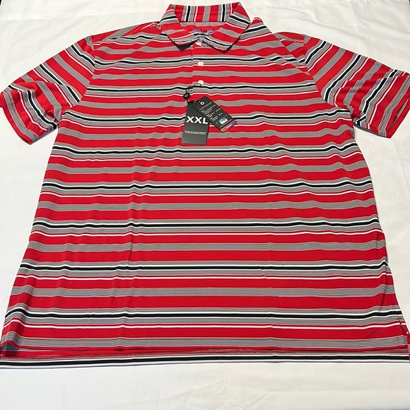 Ibkul Short Sleeve Polo Shirt in Coastal Stripe Black and Red Size XXL NWT - Picture 4 of 9